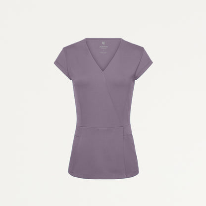 Isla Mock-Wrap UltraSOFT Scrub Top - Titanium