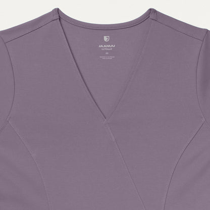 Isla Mock-Wrap UltraSOFT Scrub Top - Titanium