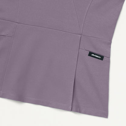 Isla Mock-Wrap UltraSOFT Scrub Top - Titanium