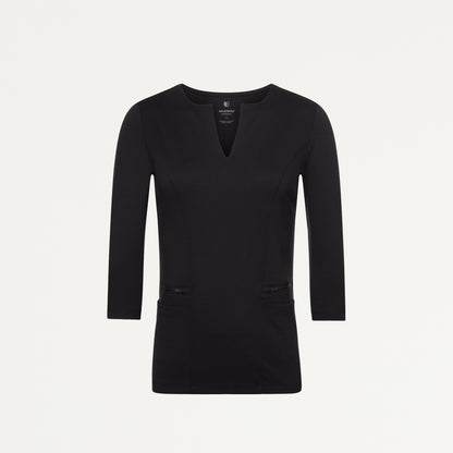 Zoe Slim 3/4-Sleeve ULTRAsoft Scrub Top - Black