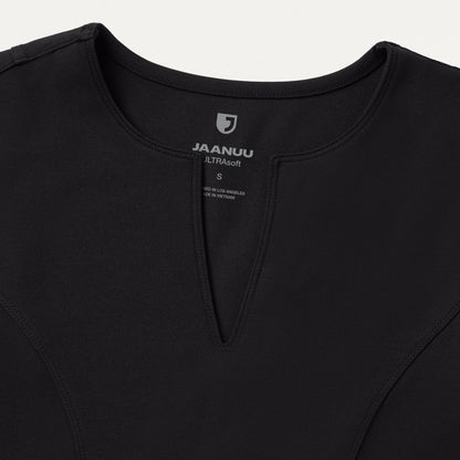 Zoe Slim 3/4-Sleeve ULTRAsoft Scrub Top - Black