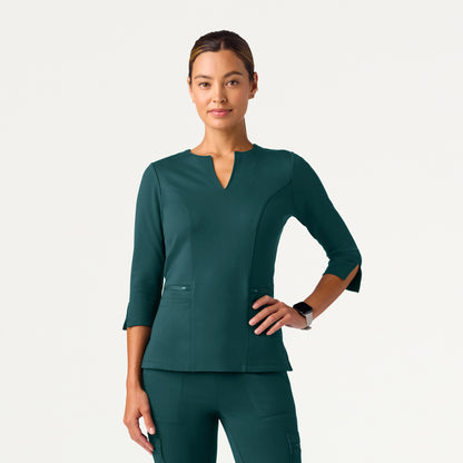 Zoe Slim 3/4-Sleeve ULTRAsoft Scrub Top - Midnight Green