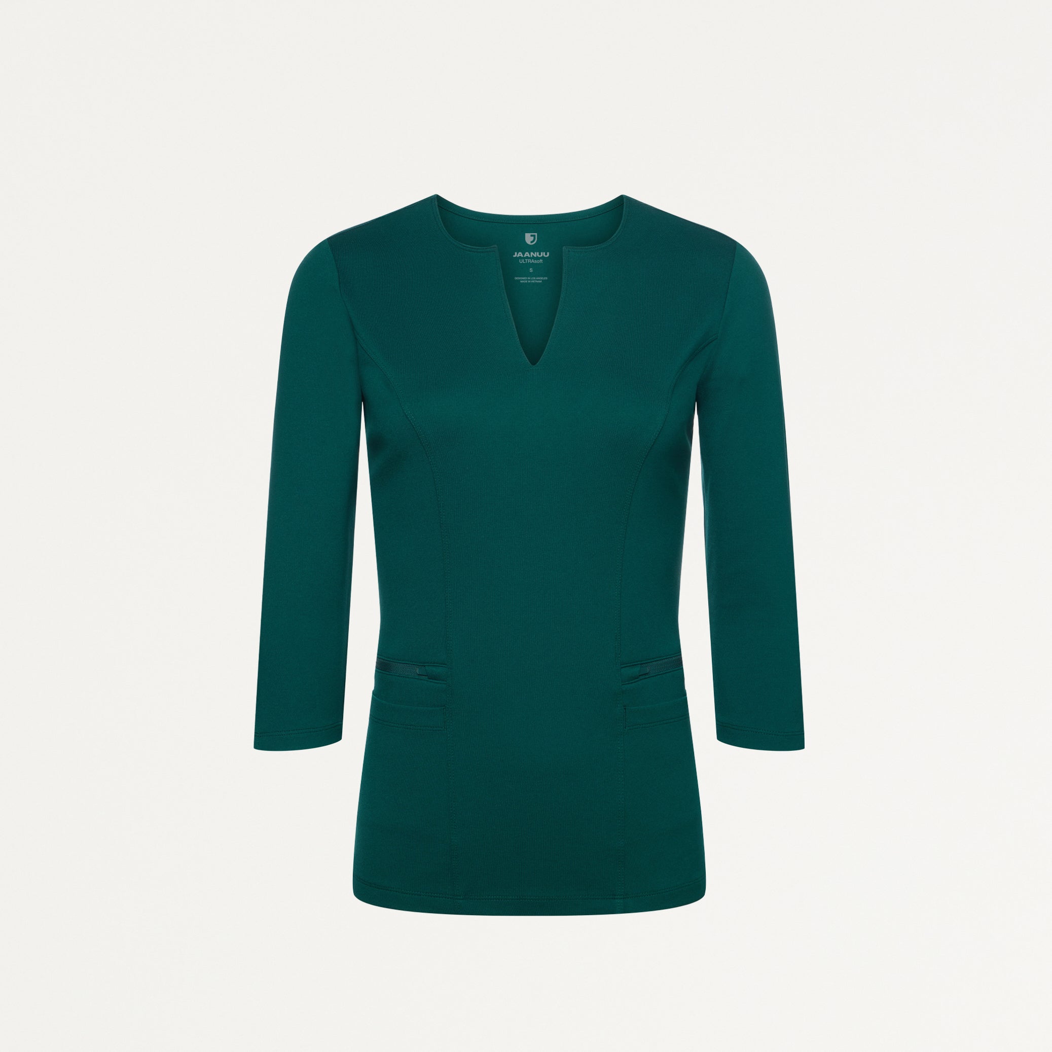 Zoe Slim 3/4-Sleeve ULTRAsoft Scrub Top - Midnight Green