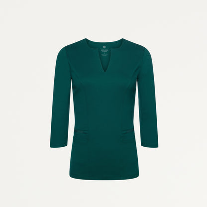 Zoe Slim 3/4-Sleeve ULTRAsoft Scrub Top - Midnight Green