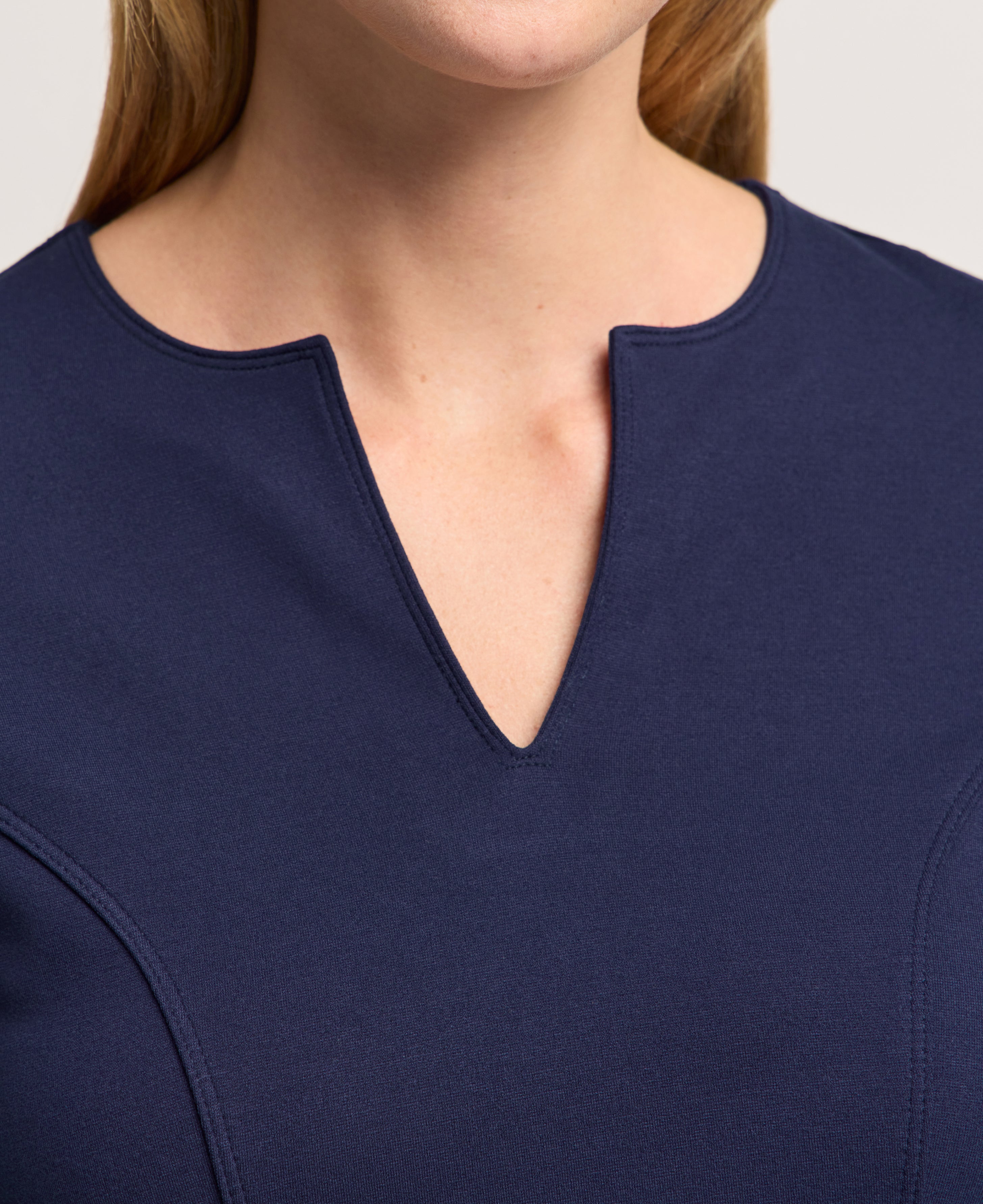 Jaanuu Zoe Slim 3/4-Sleeve Scrub Top in Midnight Navy, product photo 3 of 6