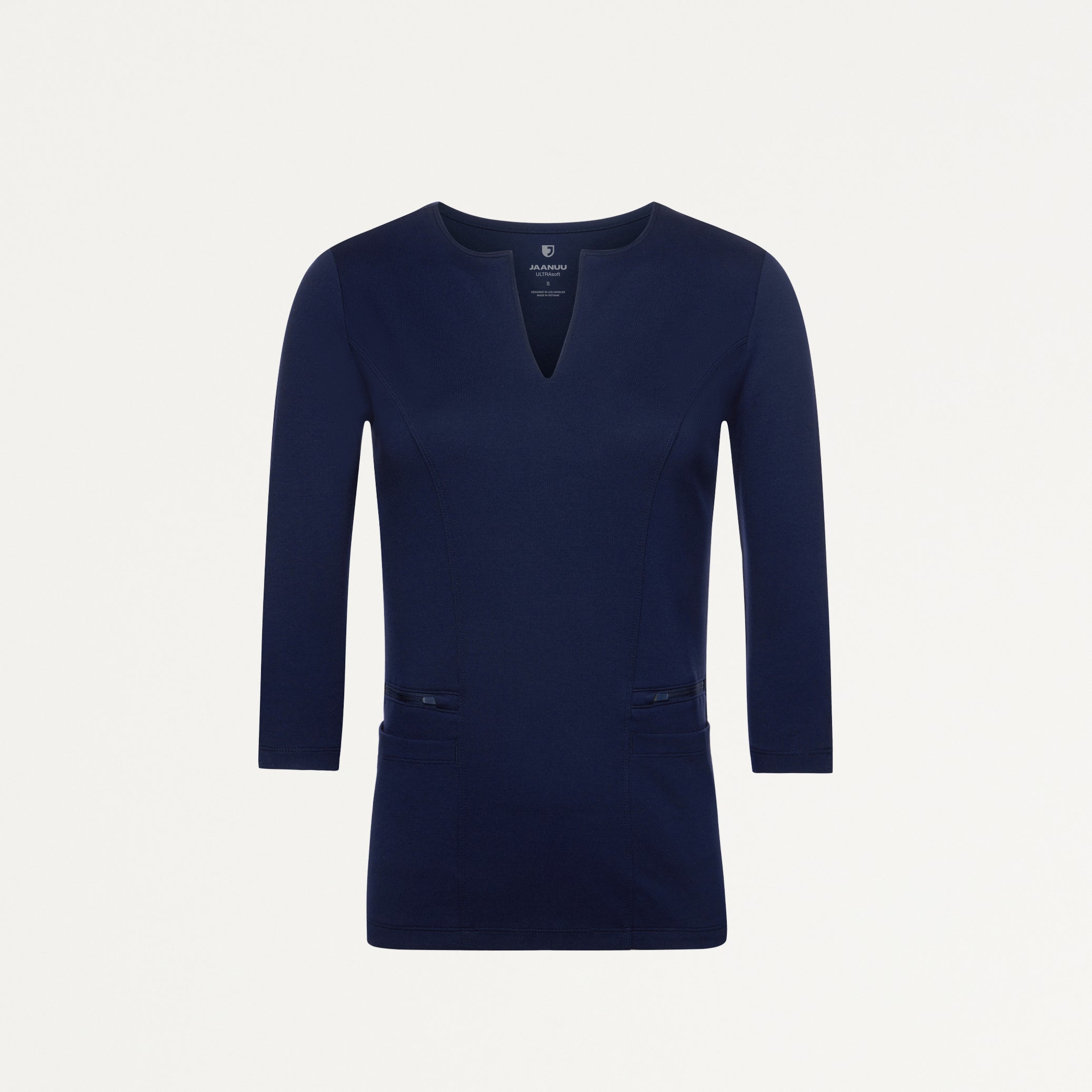 Zoe Slim 3/4-Sleeve ULTRAsoft Scrub Top - Midnight Navy