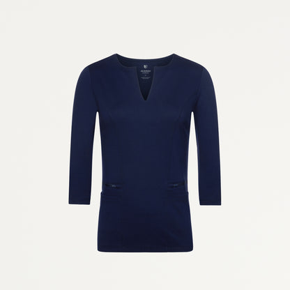 Zoe Slim 3/4-Sleeve ULTRAsoft Scrub Top - Midnight Navy
