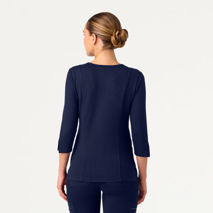 Zoe Slim 3/4-Sleeve ULTRAsoft Scrub Top - Midnight Navy