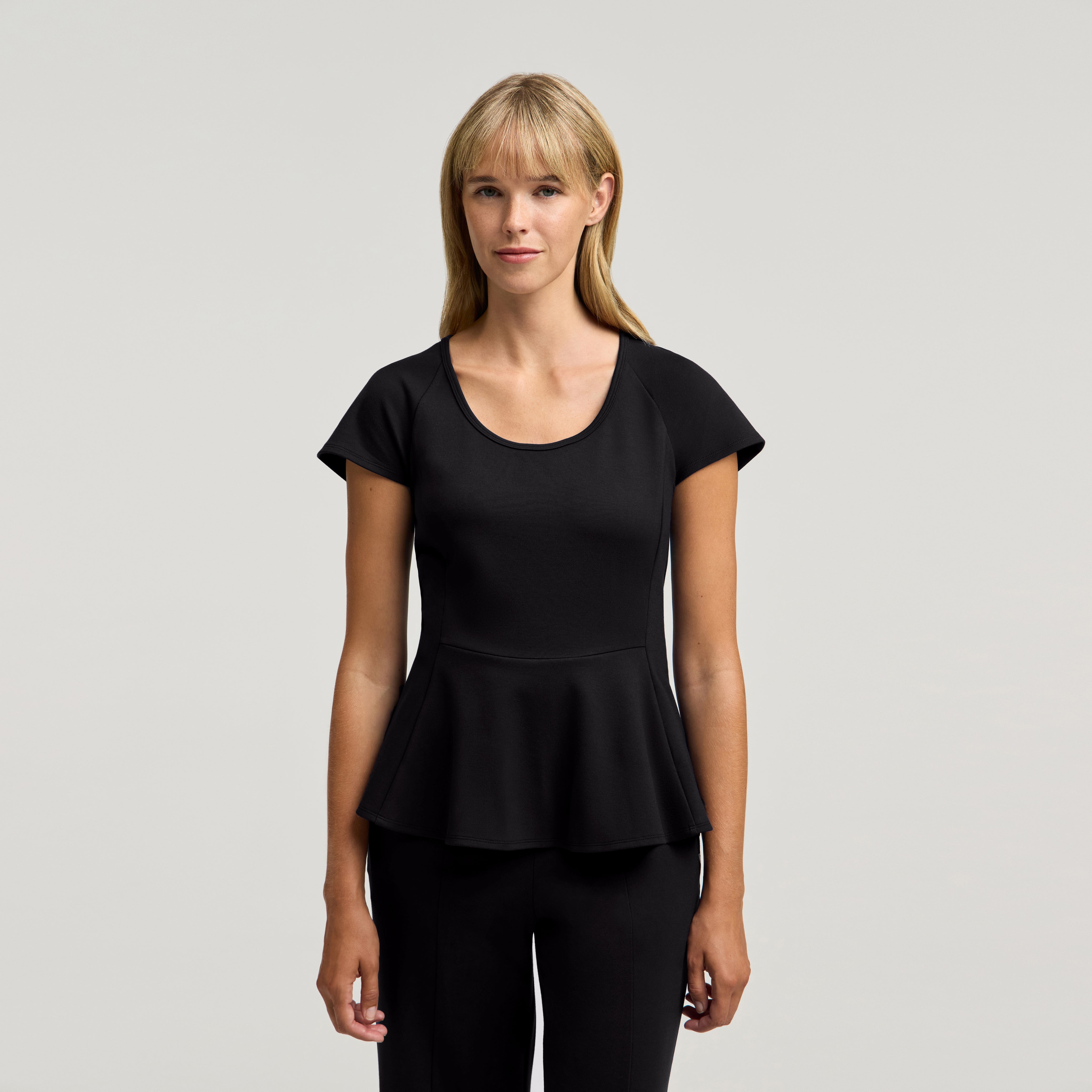 Sorrell Peplum Scrub Top - Black