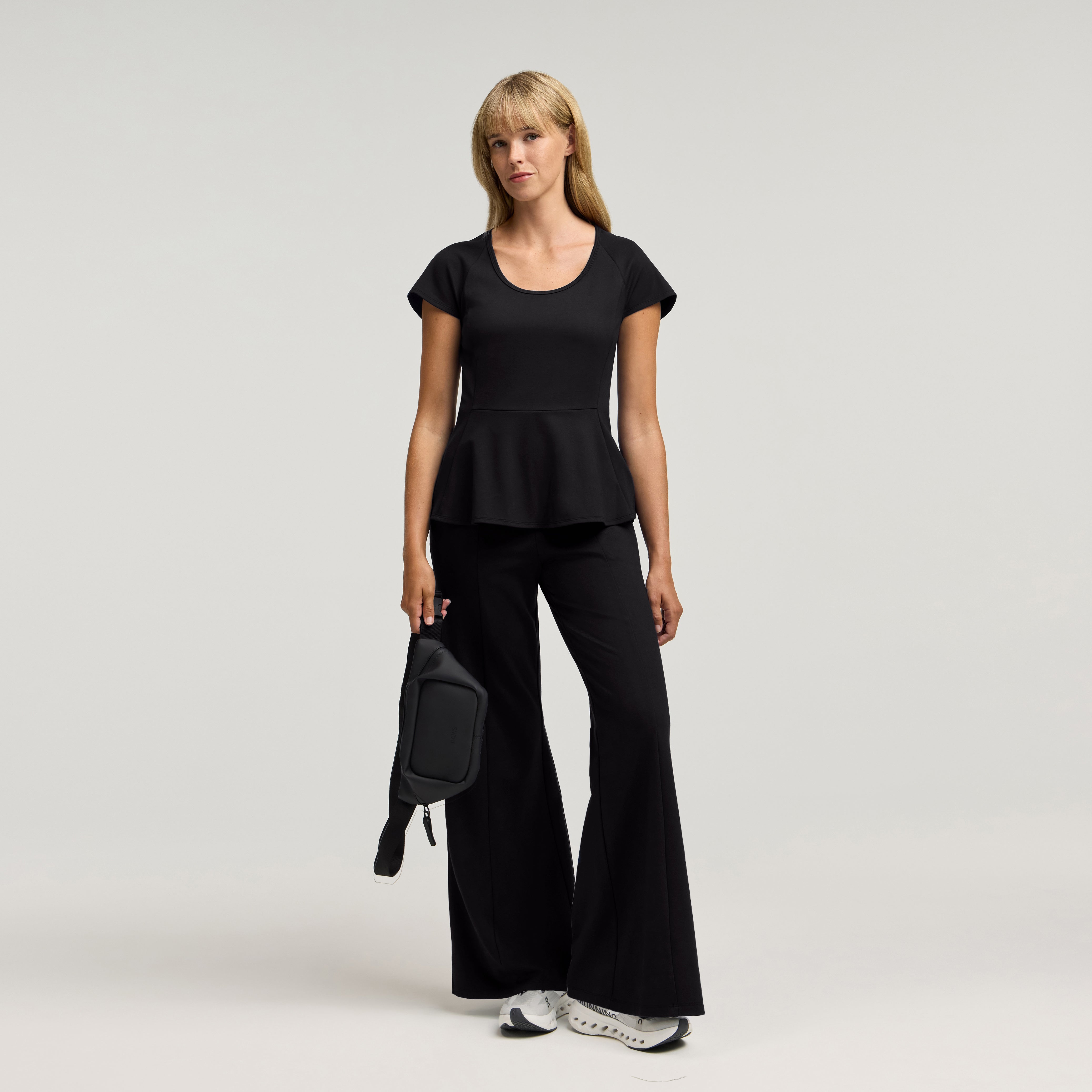 Sorrell Peplum Scrub Top - Black