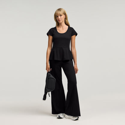 Sorrell Peplum Scrub Top - Black