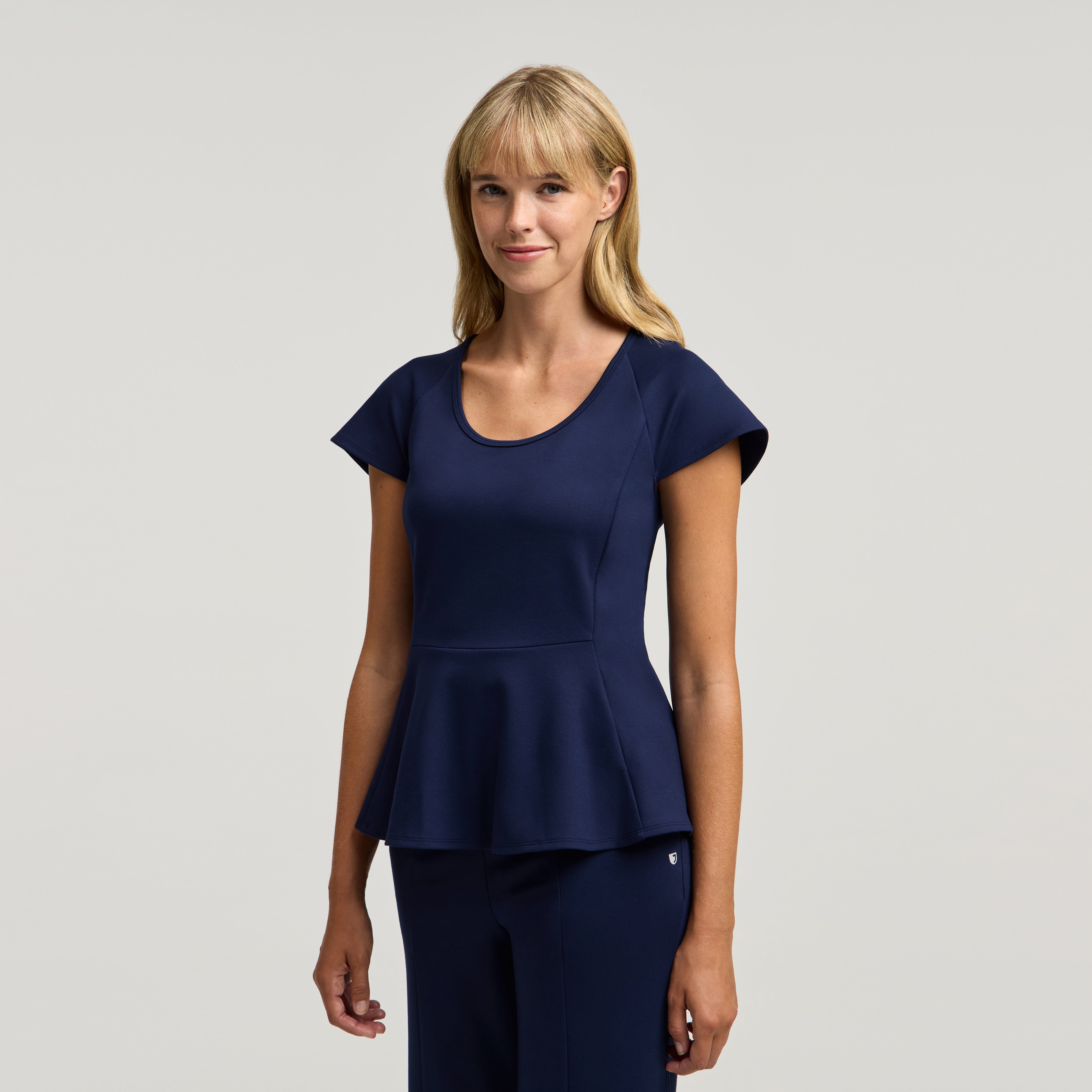 Sorrell Peplum Scrub Top - Midnight Navy