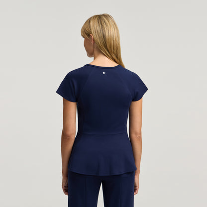 Sorrell Peplum Scrub Top - Midnight Navy