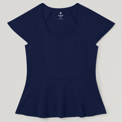Sorrell Peplum Scrub Top - Midnight Navy