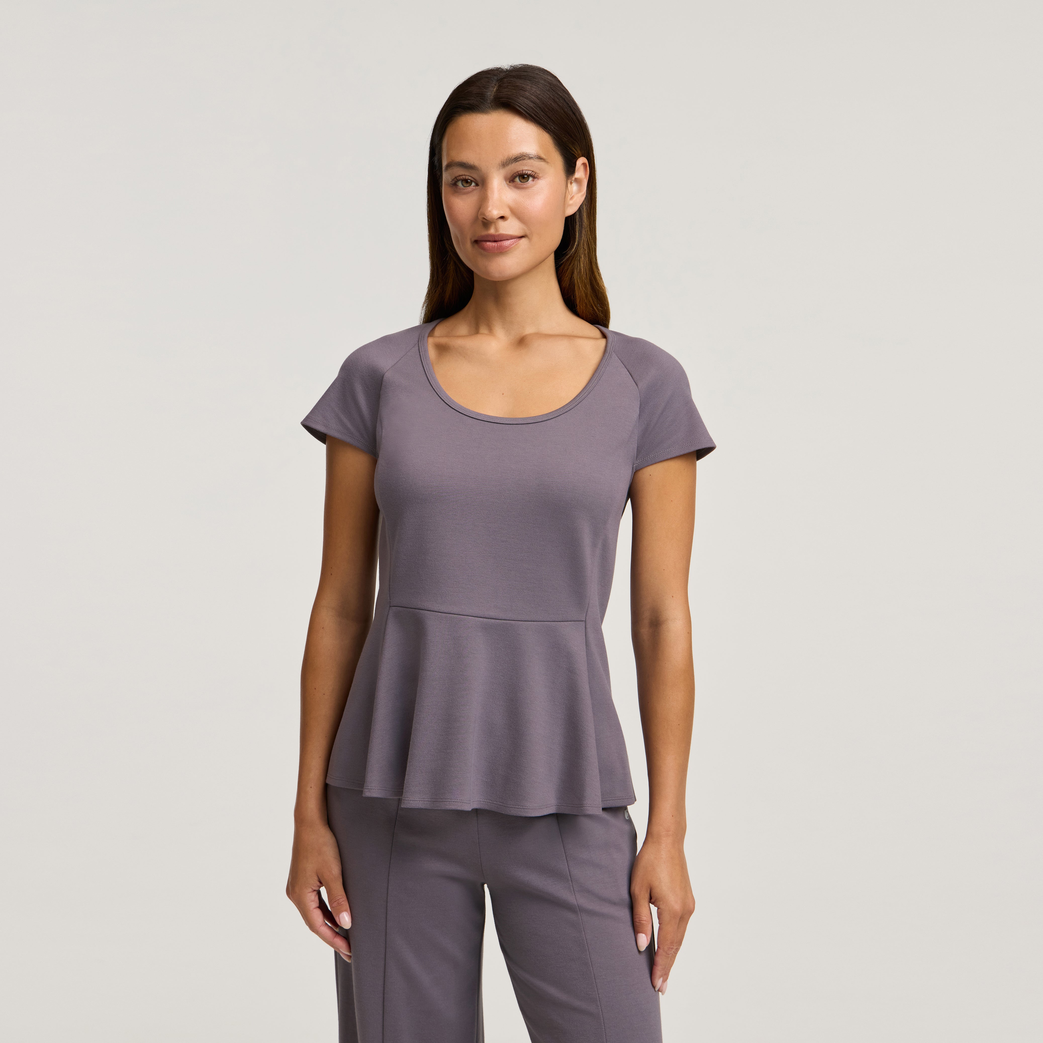 Sorrell Peplum Scrub Top - Titanium