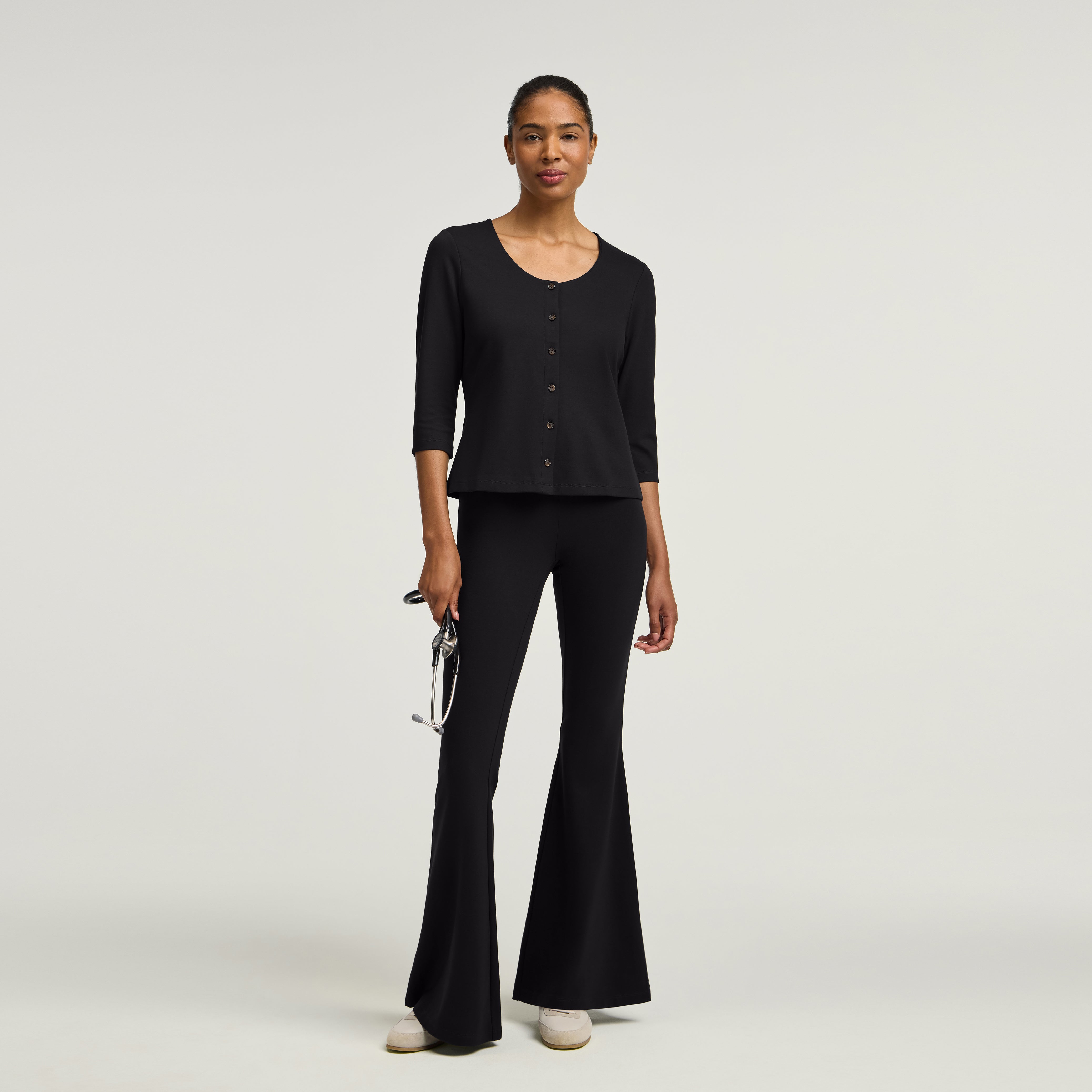 Nyla Super-Flare Scrub Pant - Black