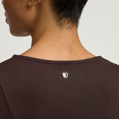 Kenz Buttoned 3/4-Sleeve Scrub Top - Espresso