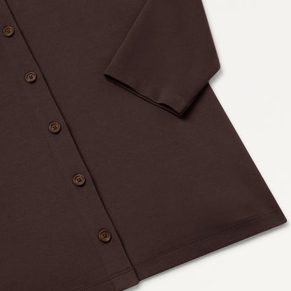 Kenz Buttoned 3/4-Sleeve Scrub Top - Espresso