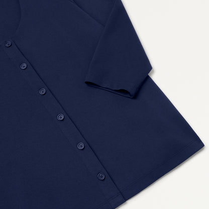 Kenz Buttoned 3/4-Sleeve Scrub Top - Midnight Navy