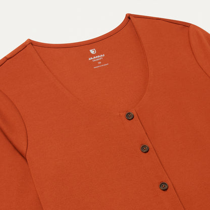 Kenz Buttoned 3/4-Sleeve Scrub Top - Sienna