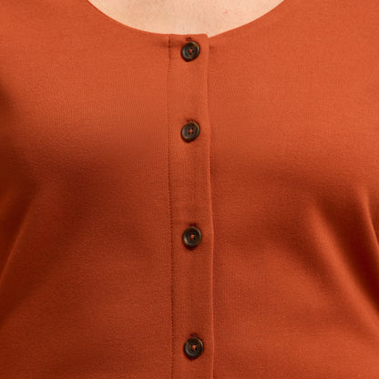 Kenz Buttoned 3/4-Sleeve Scrub Top - Sienna