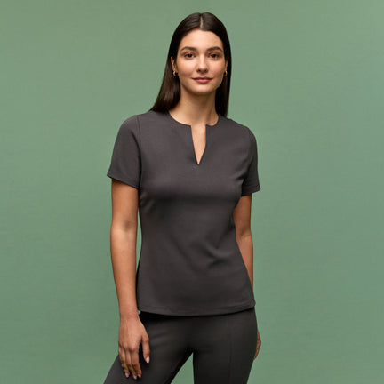 Sloane Slim Scrub Top - Charcoal