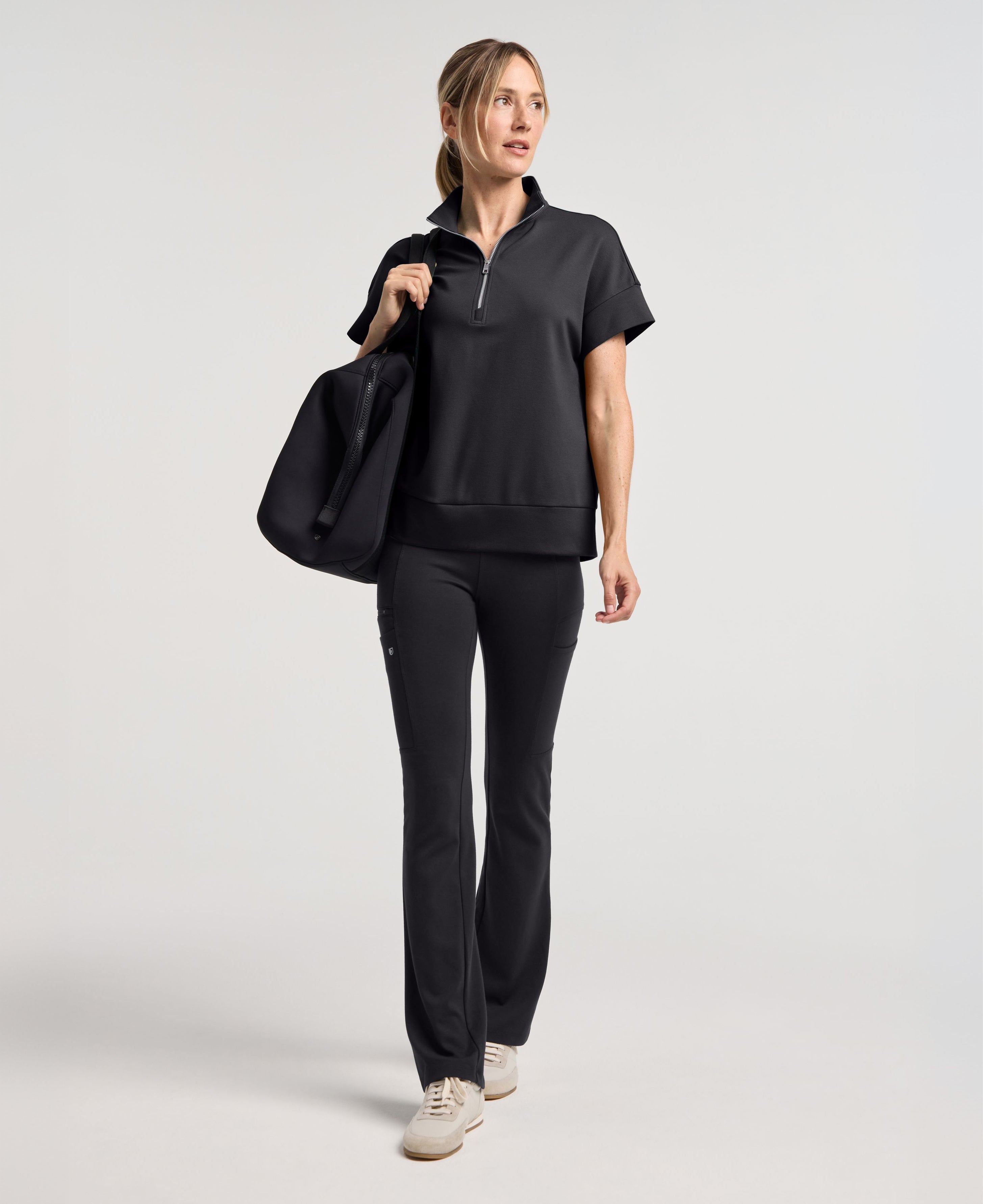 Jaanuu Noam Boxy Scrub Top in Black, product photo 4 of 6