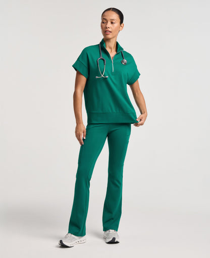 Jaanuu Noam Boxy Scrub Top in Hunter Green, product photo 2 of 6