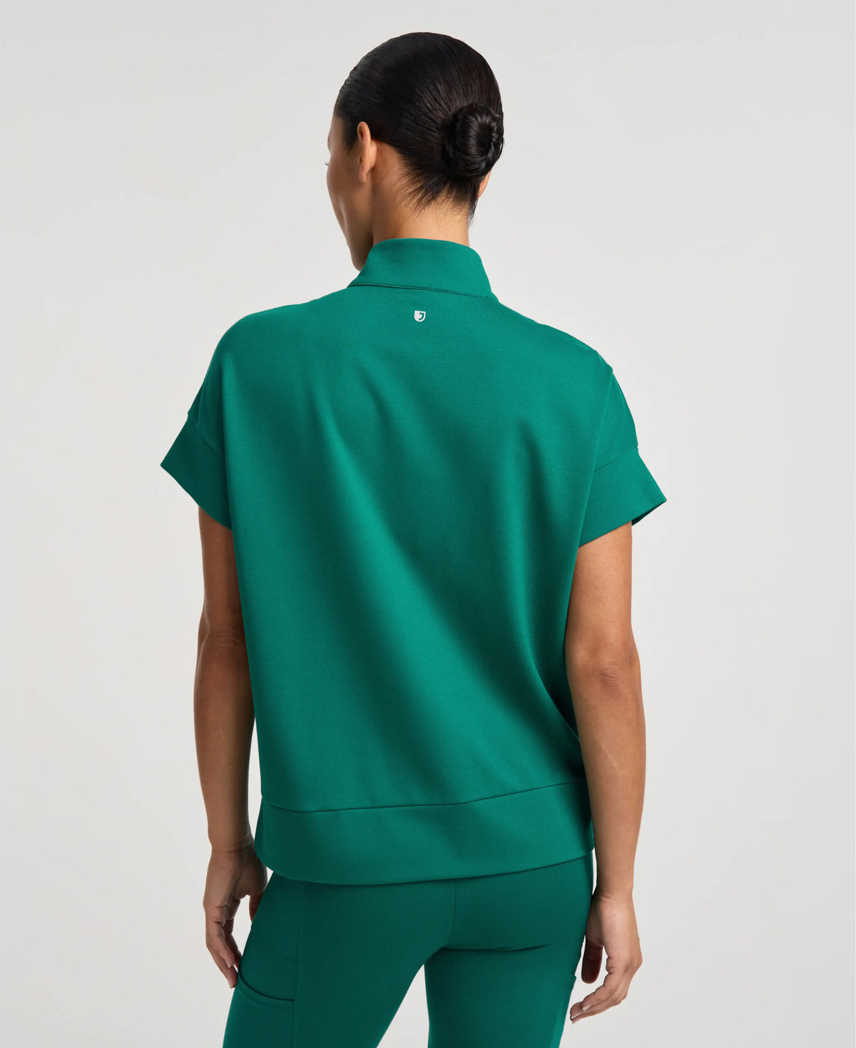 Jaanuu Noam Boxy Scrub Top in Hunter Green, product photo 5 of 6