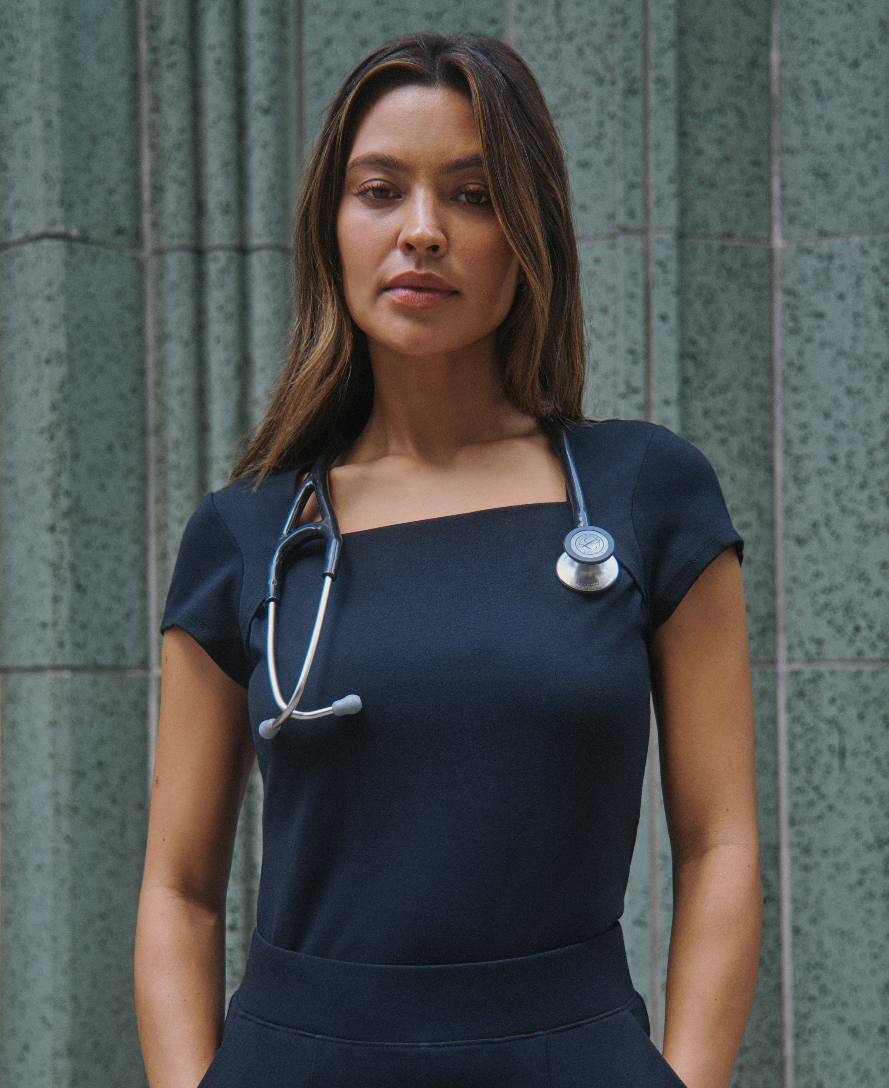 Lexi Square-Neck Scrub Top - Black