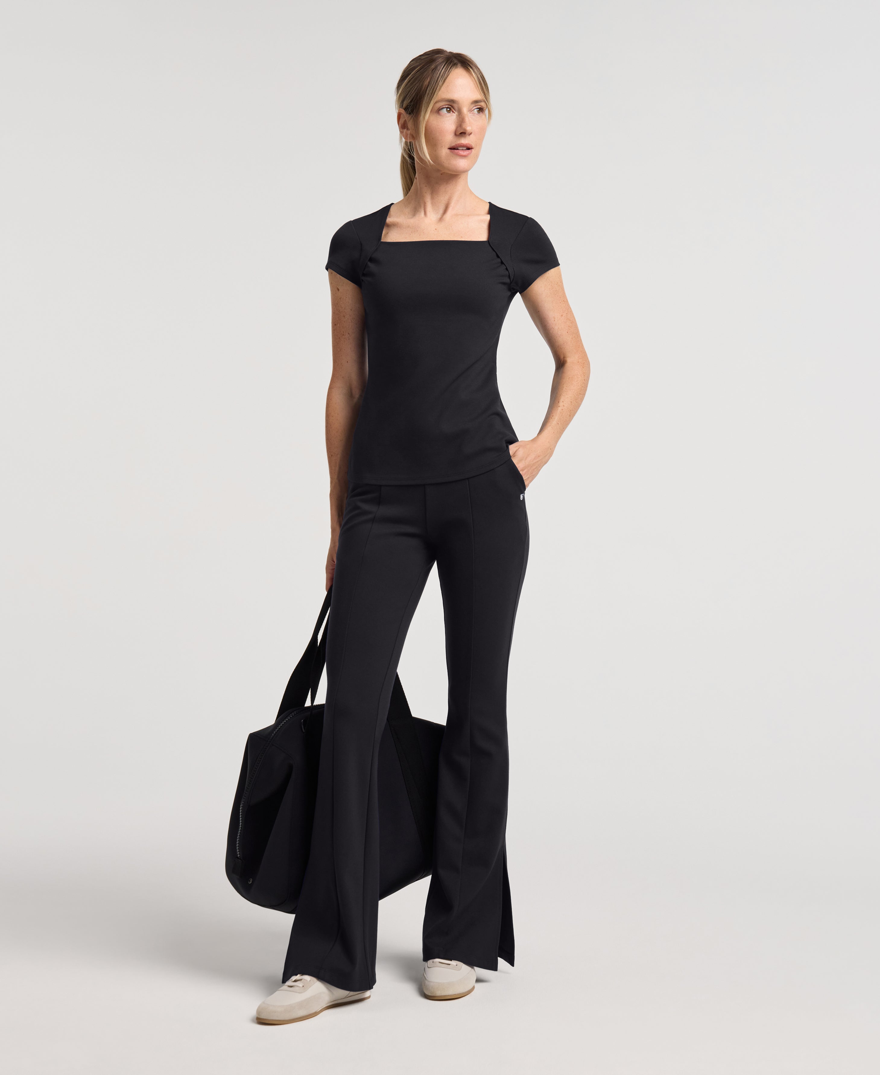 Lexi Square-Neck Scrub Top - Black