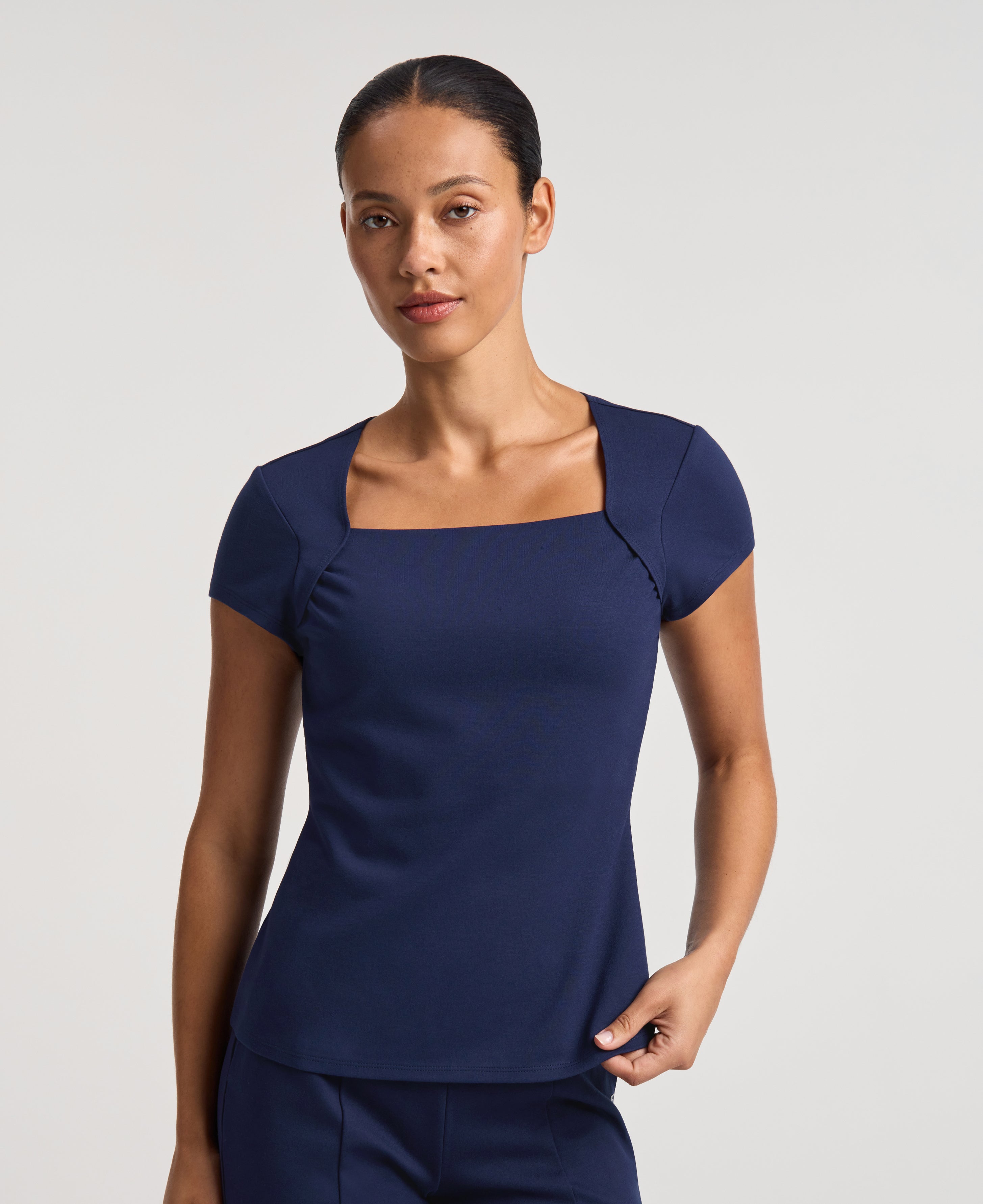 Lexi Square-Neck Scrub Top - Midnight Navy