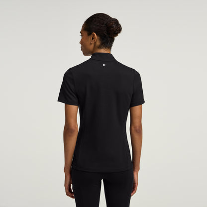 Astra Slim Half-Zip Scrub Top - Black + Gold Zip