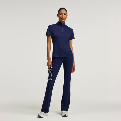 Astra Slim Half-Zip Scrub Top - Midnight Navy + Silver Zip