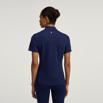 Astra Slim Half-Zip Scrub Top - Midnight Navy + Silver Zip