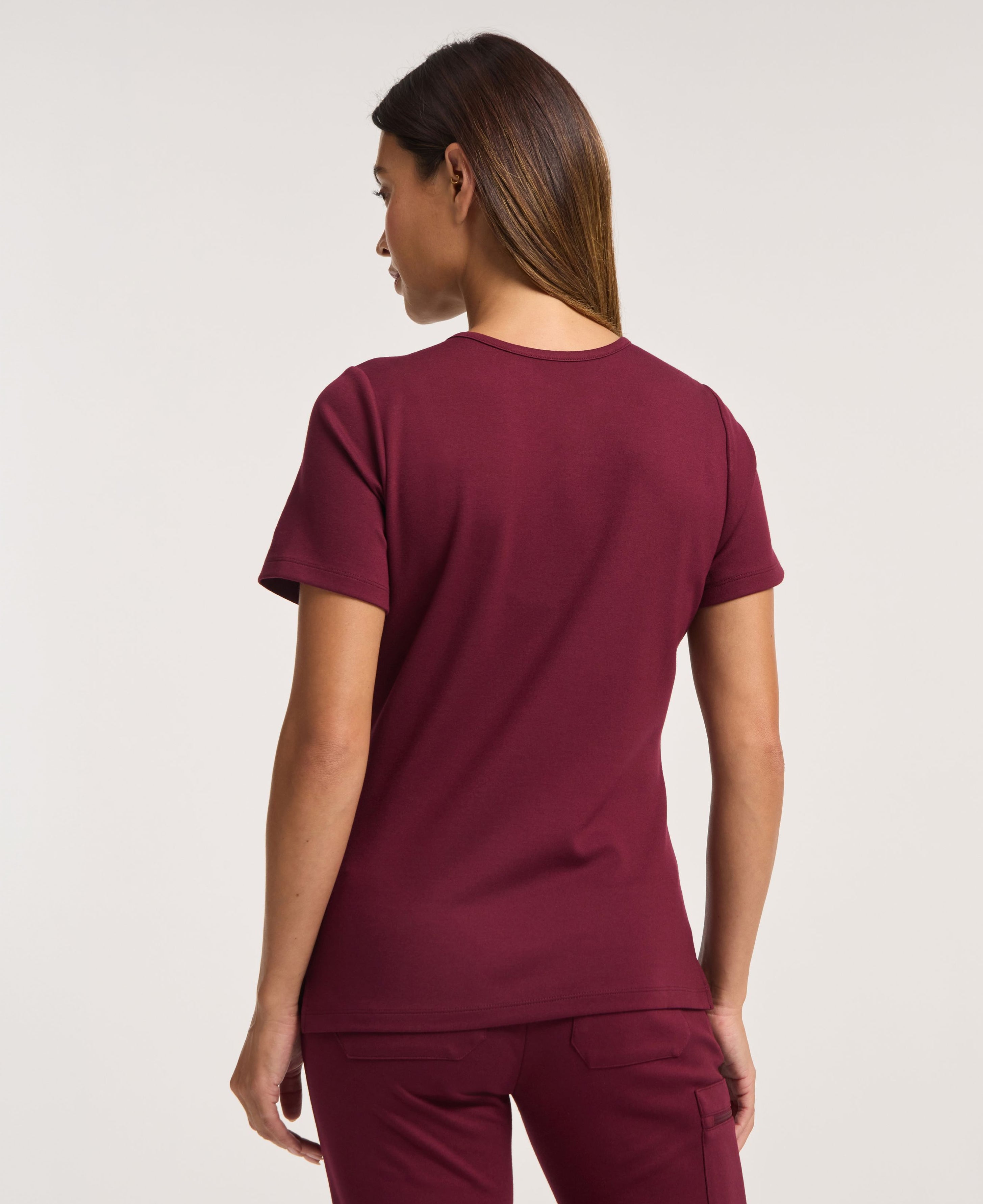 Jaanuu Cesi Slim Scrub Top in Burgundy, product photo 6 of 6
