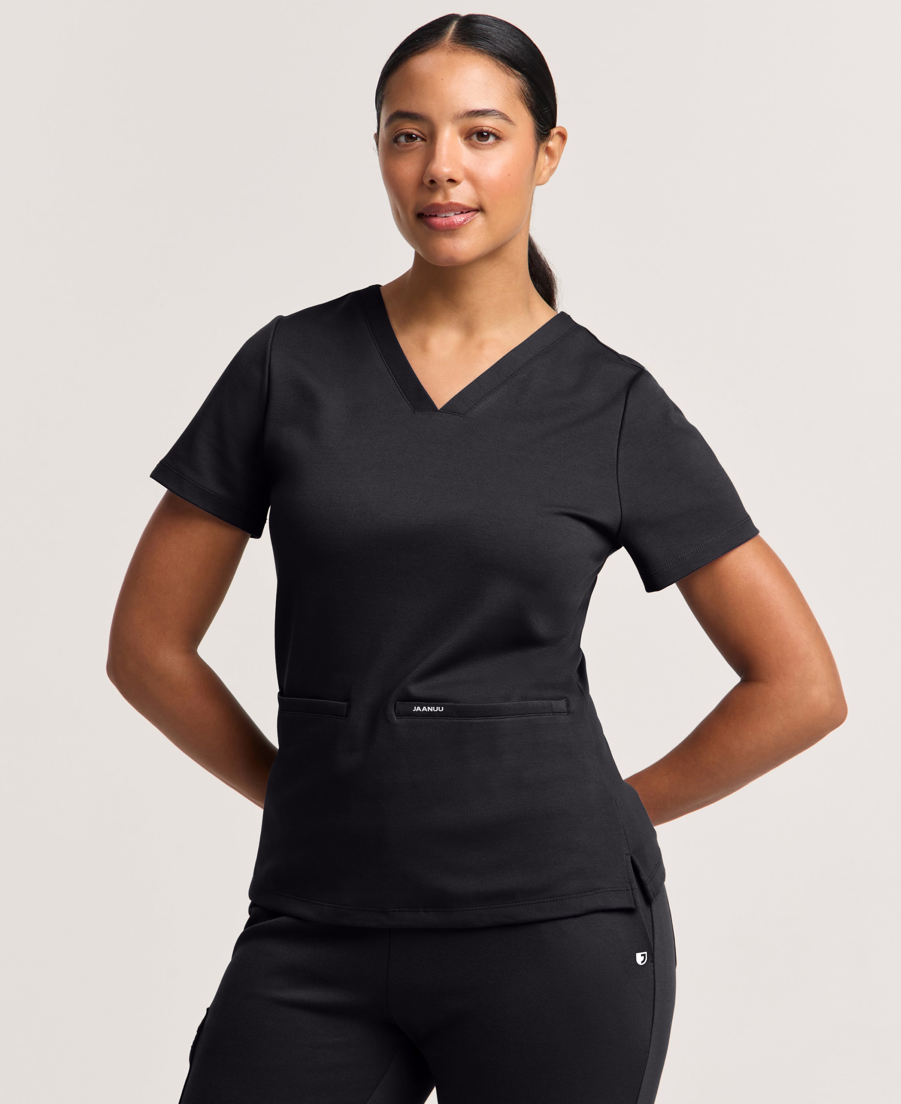 Cesi Slim Scrub Top - Black