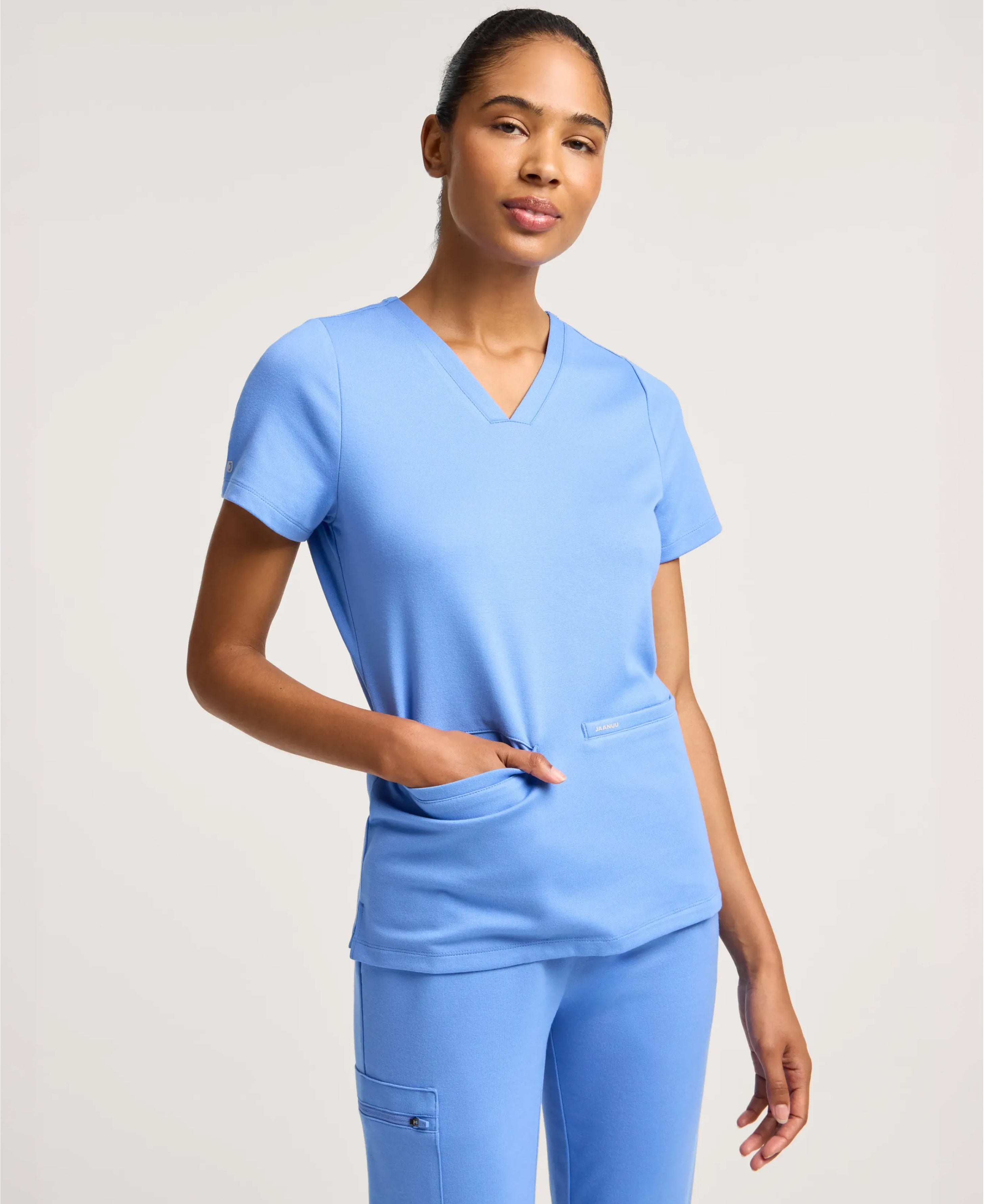 Jaanuu Cesi Slim Scrub Top in Ceil Blue, product photo 1 of 6