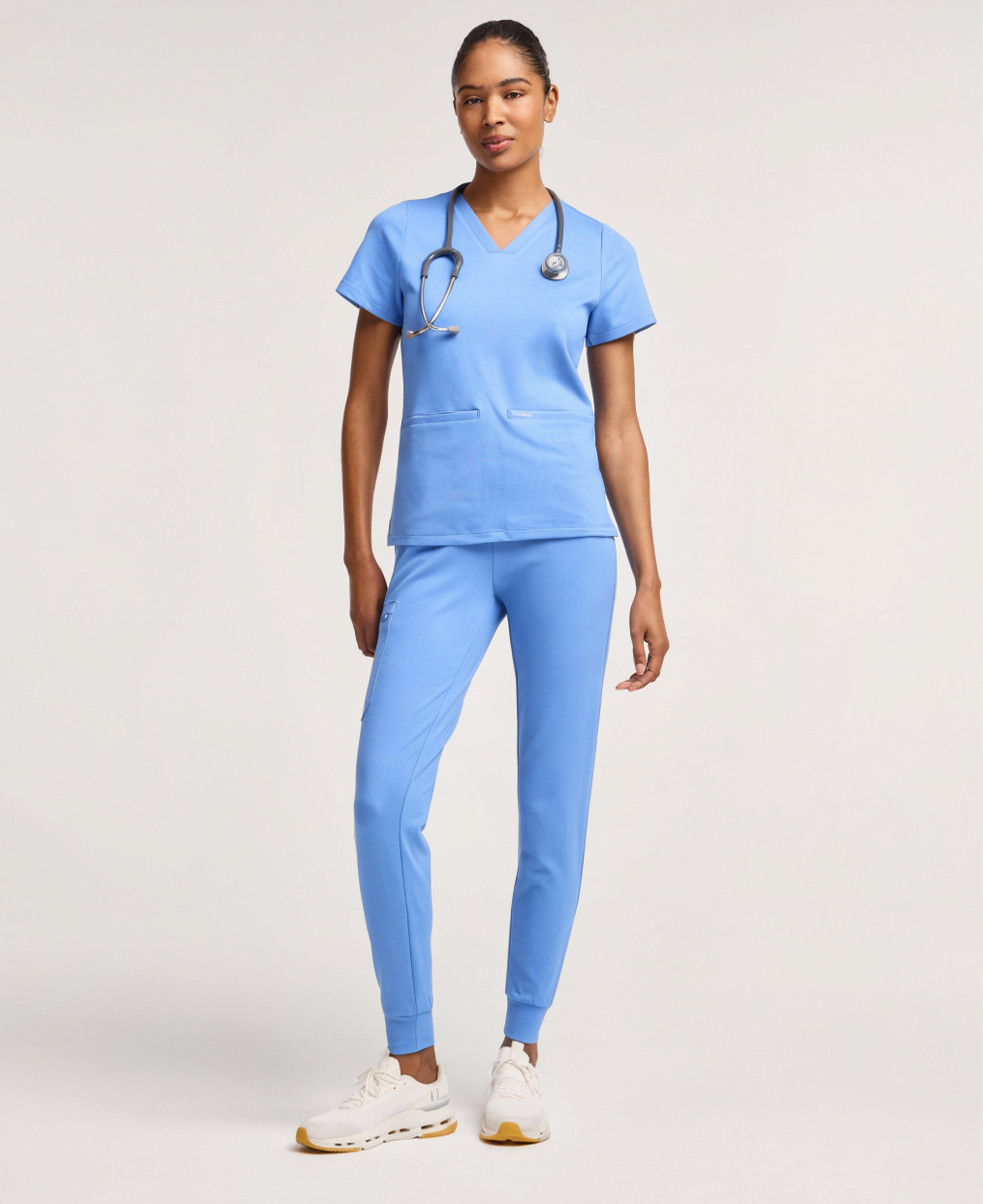Jaanuu Cesi Slim Scrub Top in Ceil Blue, product photo 4 of 6