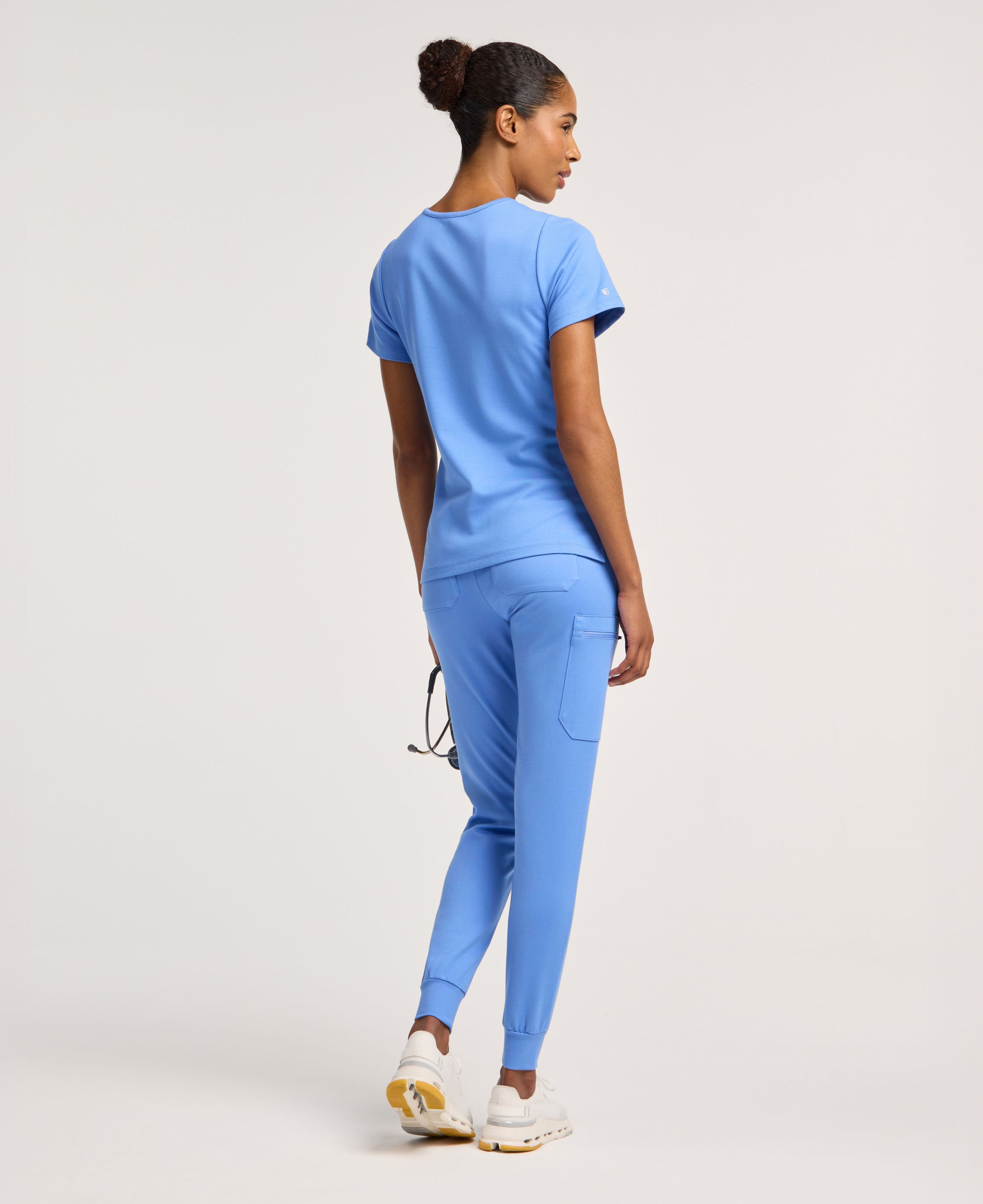 Jaanuu Cesi Slim Scrub Top in Ceil Blue, product photo 5 of 6