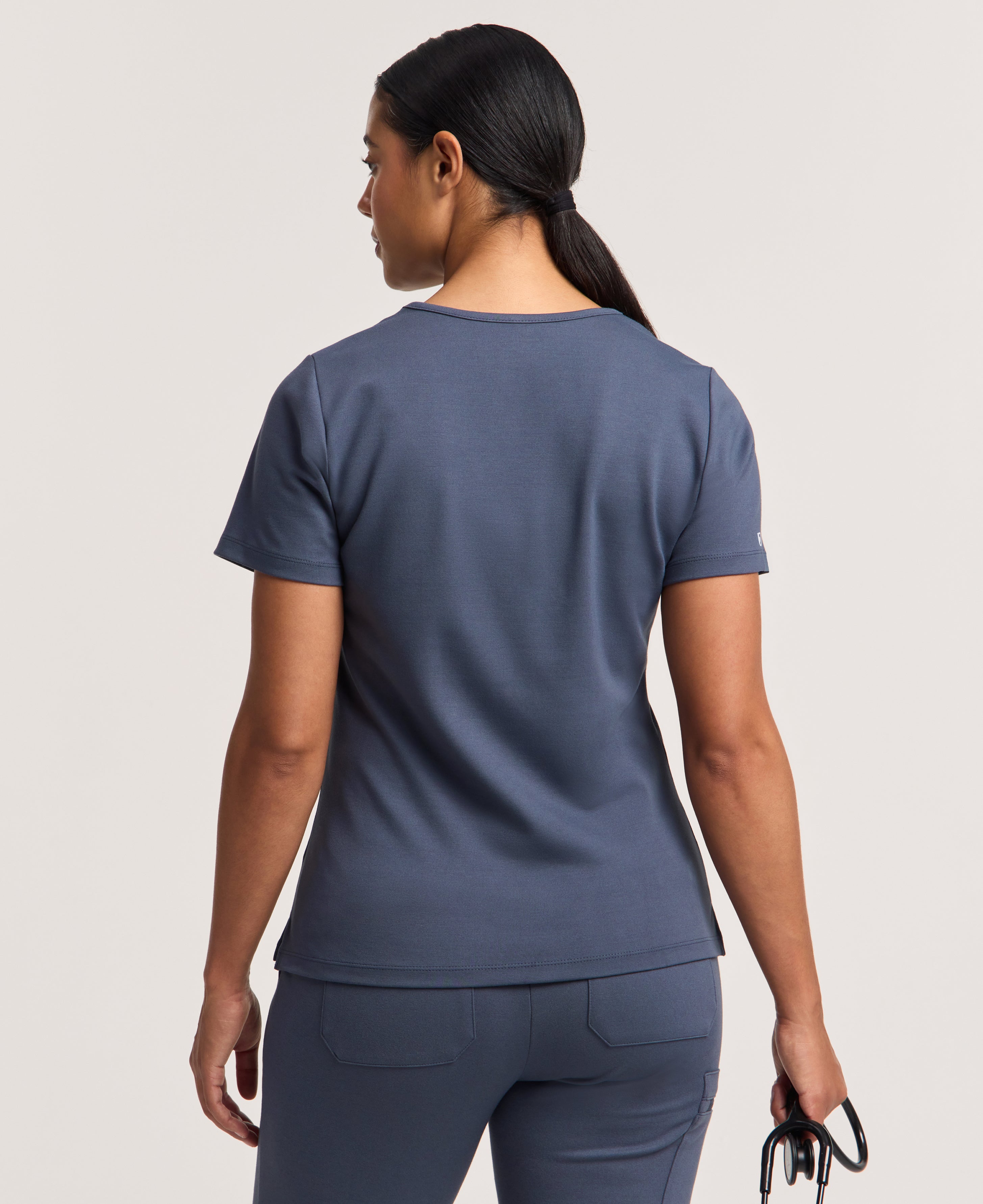 Jaanuu Cesi Slim Scrub Top in Carbon Gray, product photo 6 of 6
