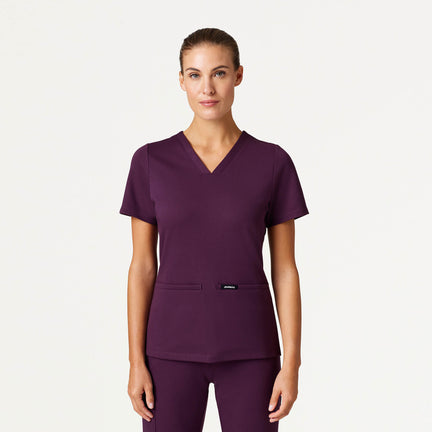 Cesi Slim Scrub Top - Deep Eggplant