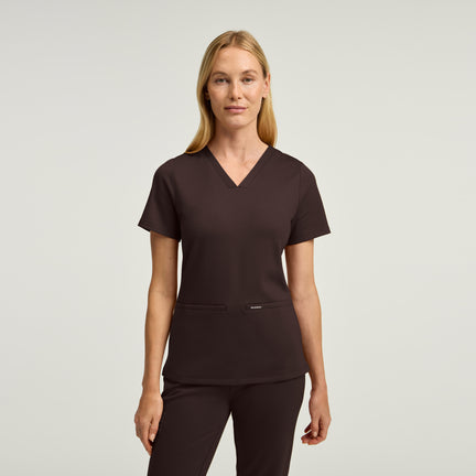 Cesi Slim Scrub Top - Espresso