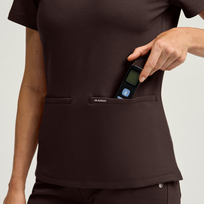 Cesi Slim Scrub Top - Espresso