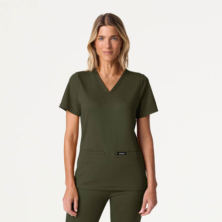 Cesi Slim Scrub Top - Deep Olive
