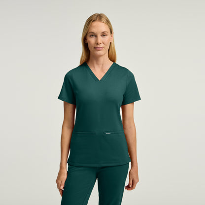 Cesi Slim Scrub Top - Midnight Green