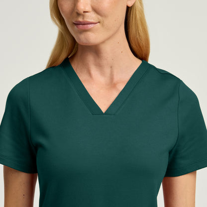 Cesi Slim Scrub Top - Midnight Green