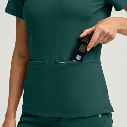 Cesi Slim Scrub Top - Midnight Green