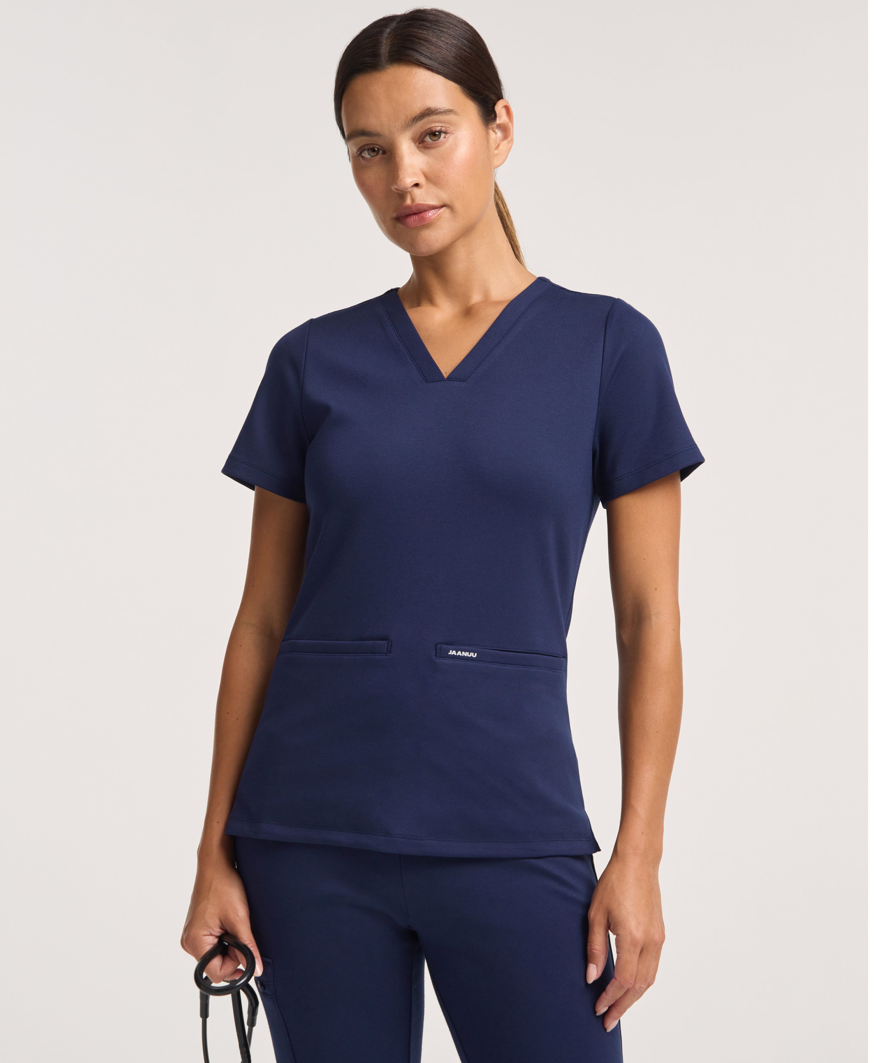 Jaanuu Cesi Slim Scrub Top in Midnight Navy, product photo 1 of 6