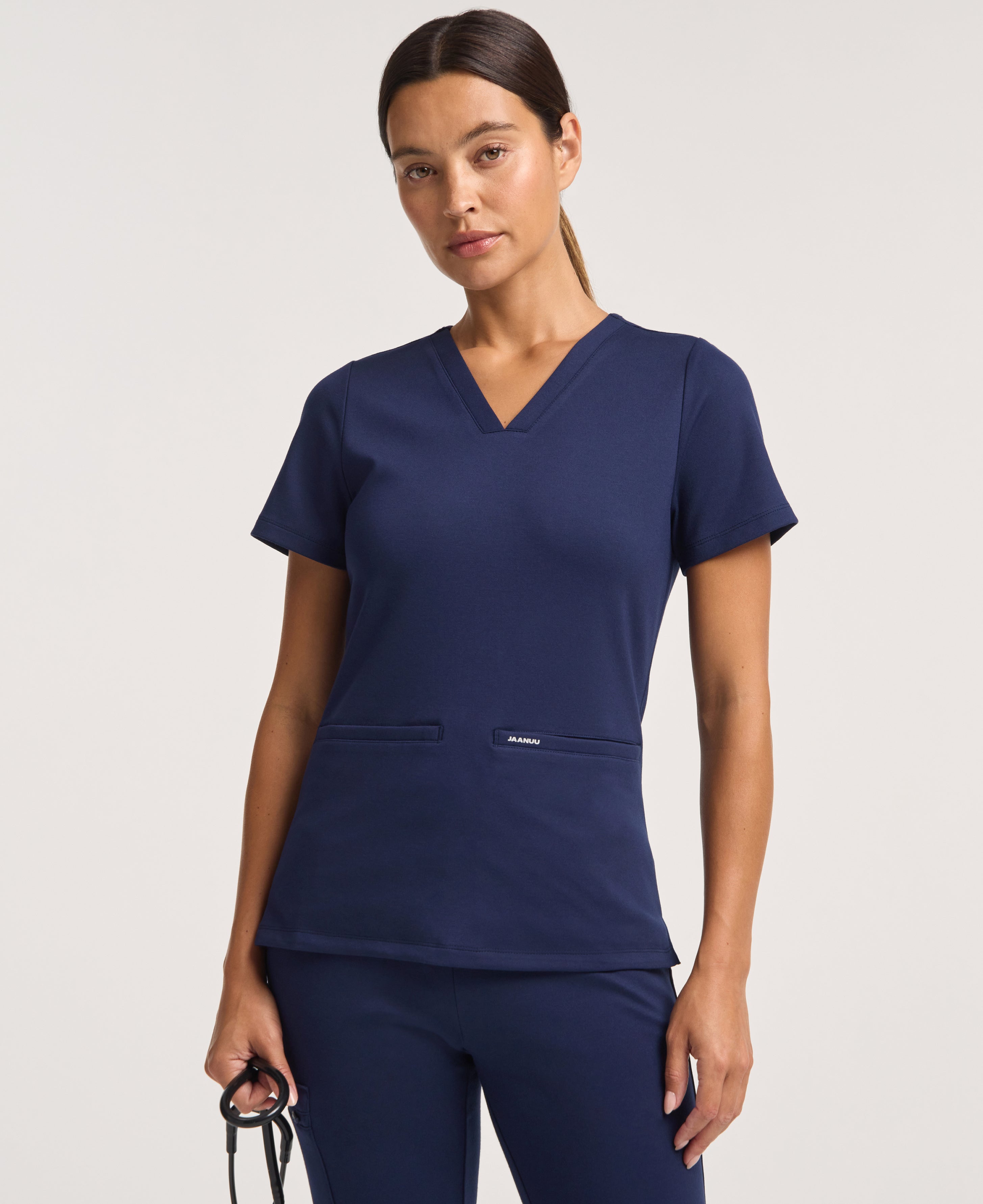 Cesi Slim Scrub Top - Midnight Navy